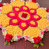 Colorful Pompom Floral Rangoli